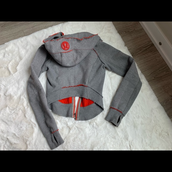 Lululemon jacket hoodie grey orange size 4 - Picture 14 of 16